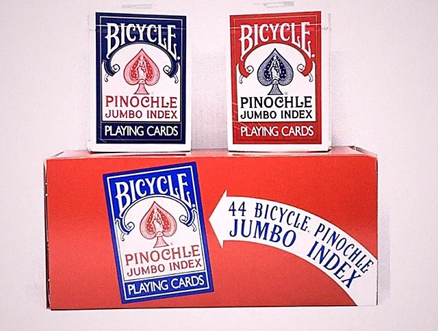12 Deck Brick BICYCLE PINOCHLE JUMBO INDEX Playing Cards 6 RED 6 Blue
