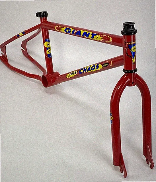 1995 Giant Total Chaos Off Road BMX Frame Fork Set Red Old Mid School 20 in
