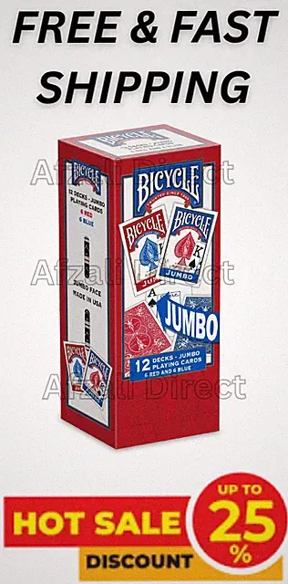 Bicycle Jumbo Faces Playing Cards, Durable Card Constructi 12 pks. Free Shipping