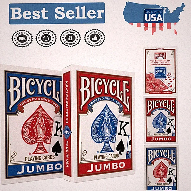Bicycle Springbok Jumbo Index Playing Cards in Red and Blue - Great for Kids