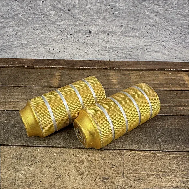 BMX Axle Pegs Gold Jumbo Pair Aluminum Knurled Freestyle Bike Park Street
