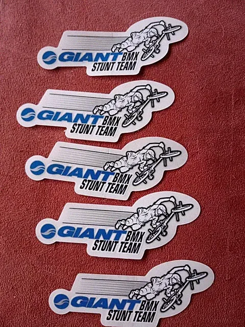 Giant Bmx Stunt Team Stickers 5 Total Rare Mid School Old School Bicycling Ride