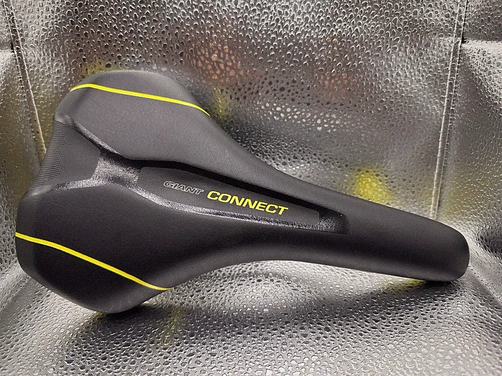 Giant Connect - Upright Comfort Cutout Unisex Bicycle Saddle Seat Black Yellow