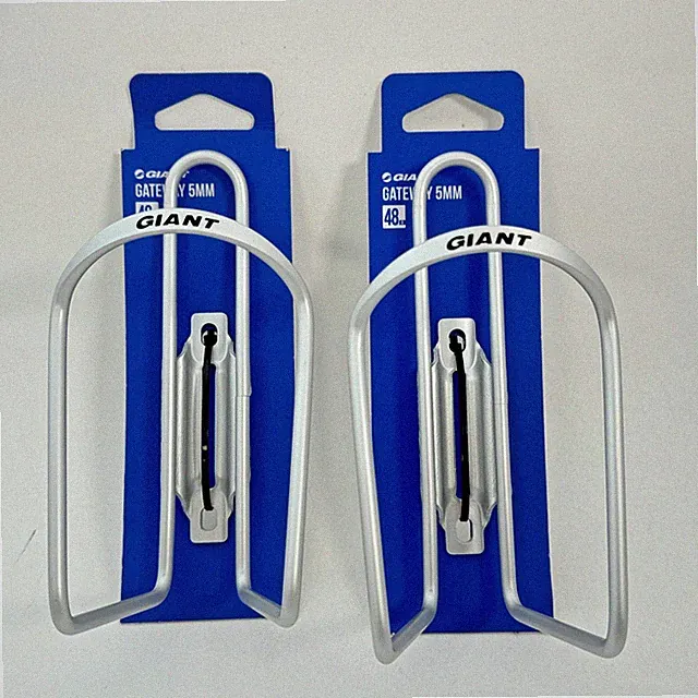 Giant Gateway 5mm Water Bottle Cage Pair Road MTB Set Silver Alloy New C2-3