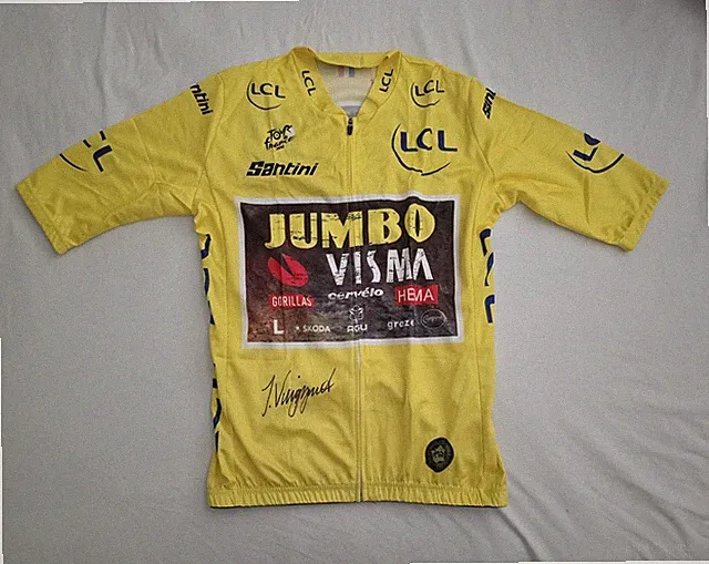 Jonas Vingegaard signed 2023 Tour de France yellow cycling jersey Jumbo *PROOF