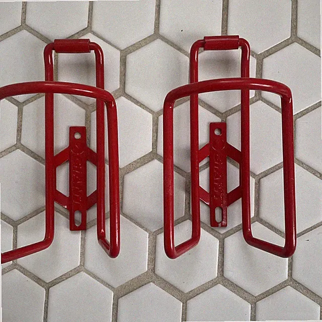 New-Old-Stock Pair (2) GIANT BICYCLE Mountain Water Bottle Cages • 6mm • Red