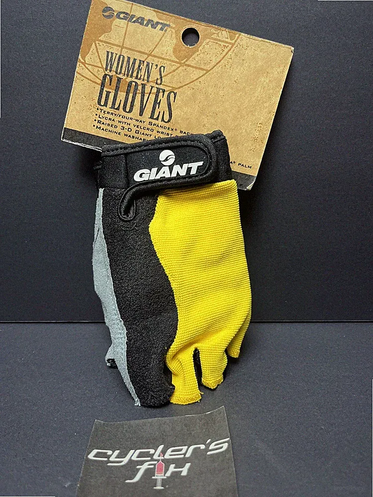 NOS Giant Women’s Kids Bike Bicycle Gloves Yellow Cut Finger MTB Safety Road