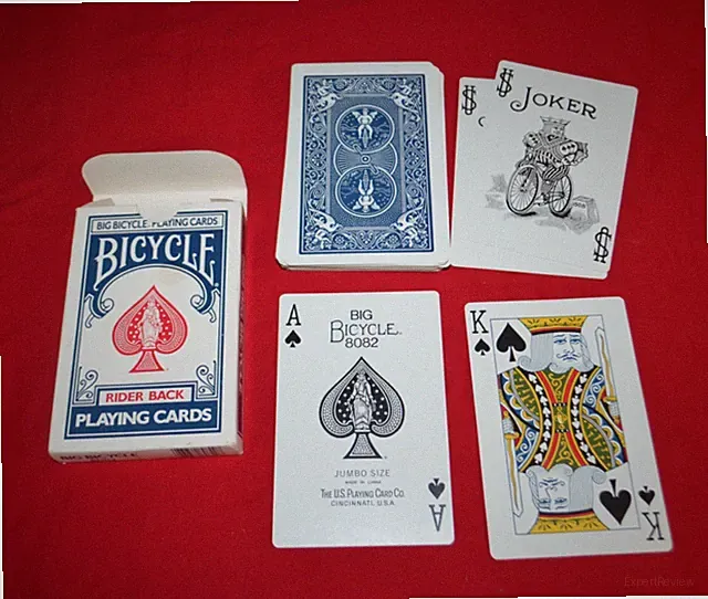 Vintage Big Bicycle Playing Cards 8082 Rider Back Blue 7" Jumbo