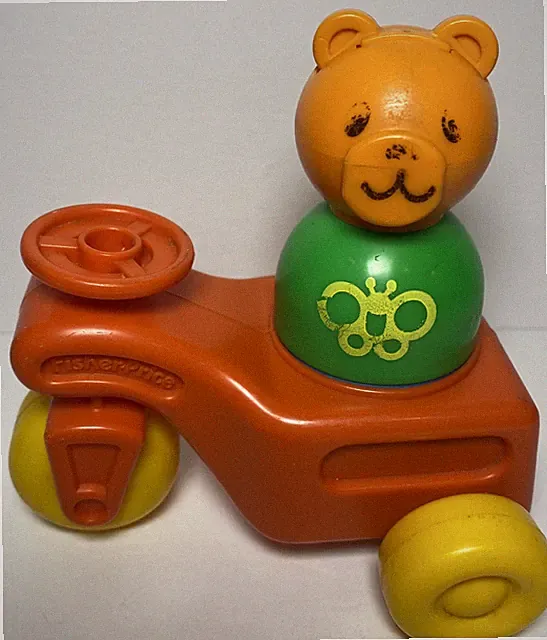 Vintage Fisher Price Little People 1984 Jumbo Chunky Tricycle Bike & Bear Figure