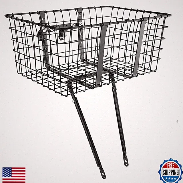 Wald 157 Giant Delivery Front Bicycle Basket 21x15x9" Black - Heavy Duty